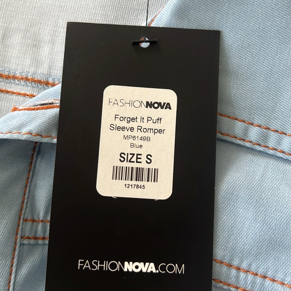 Fashion Novs Puff Sleeve Denim Romper - Picture 6 of 6